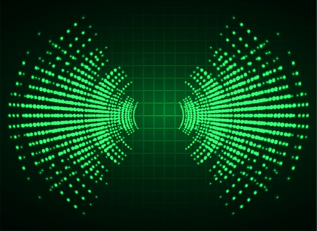 Ondas sonoras que oscilan fondo de luz verde oscuro