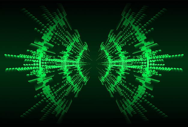 Ondas sonoras que oscilan fondo de luz verde oscuro