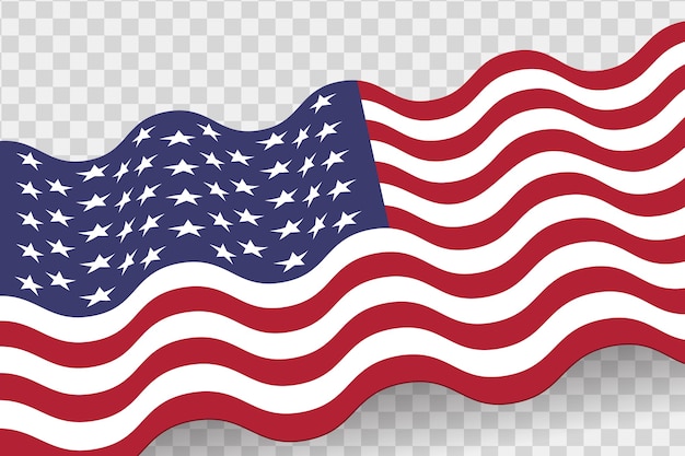 Vector ondeando la bandera americana. fondo para las fiestas nacionales de estados unidos. aislado sobre fondo transparente