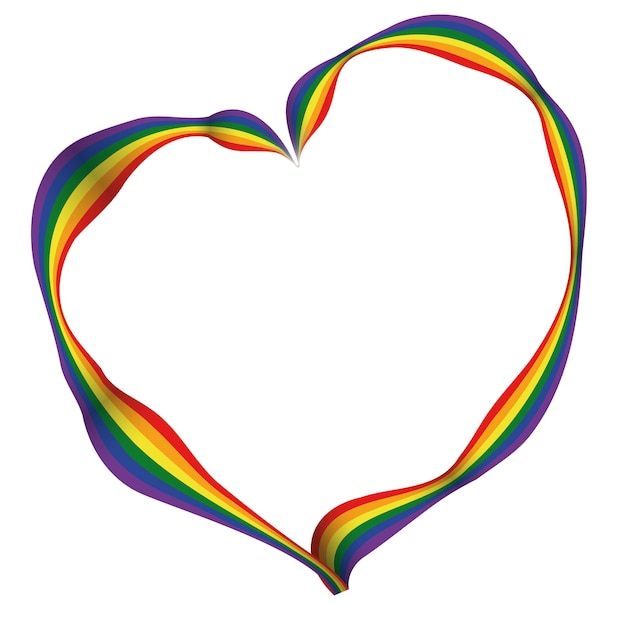 Ondeando la bandera del arco iris formando un corazón que promueve el amor y la diversidad