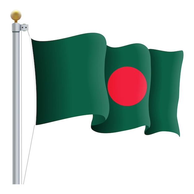 Ondeando la bandera de Bangladesh aislado en una ilustración de Vector de fondo blanco