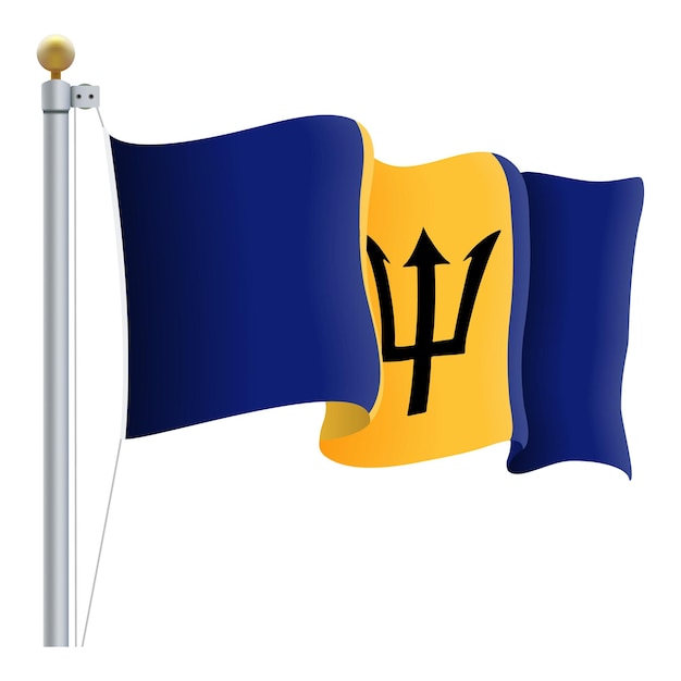 Ondeando la bandera de barbados aislado en una ilustración de vector de fondo blanco