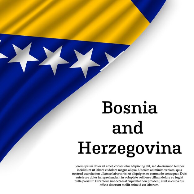 Ondeando la bandera de bosnia en blanco