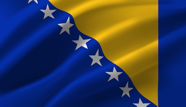 Ondeando la bandera de Bosnia y Herzegovina. Ondeando la bandera de Bosnia y Herzegovina