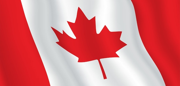 Ondeando la bandera de Canadá antecedentes vectoriales horizontales con espacio de copia