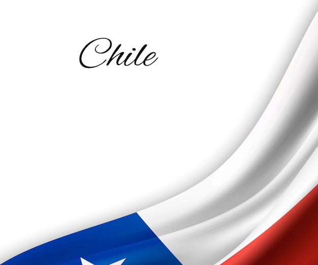 Ondeando la bandera de chile sobre fondo blanco.