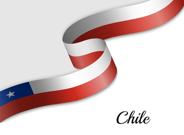 Ondeando la bandera de la cinta de Chile