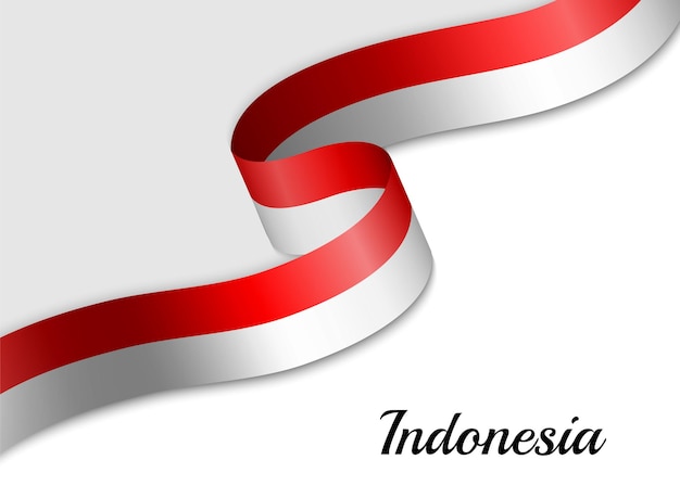 Ondeando la bandera de cinta de Indonesia