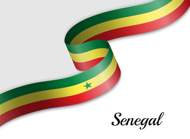 Ondeando la bandera de cinta de Senegal