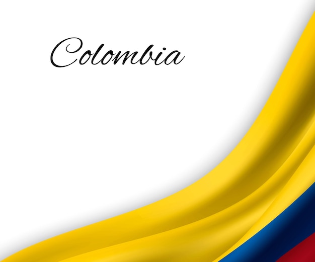 Ondeando la bandera de Colombia sobre fondo blanco.