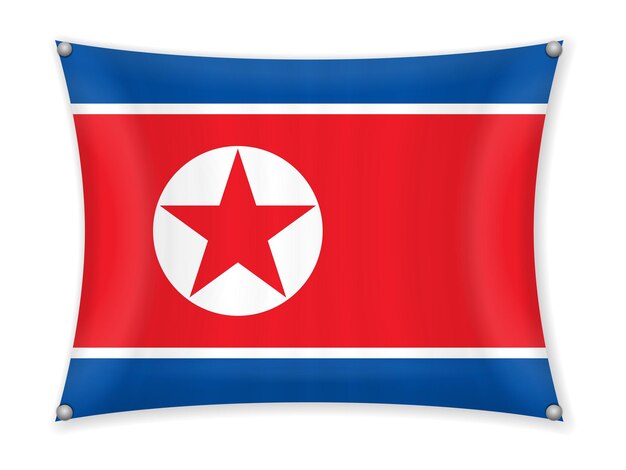 Ondeando la bandera de Corea del Norte