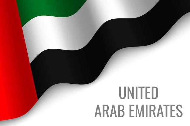 Ondeando la bandera de los emiratos árabes unidos