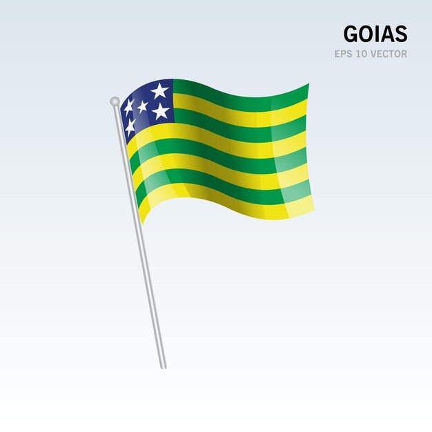 Ondeando la bandera de los estados de goiãƒâƒã‚â¡s, distrito federal de brasil aislado sobre fondo gris