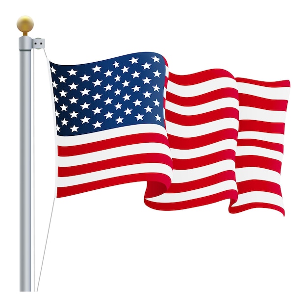 Vector ondeando la bandera de los estados unidos de américa bandera del reino unido aislada en una ilustración vectorial de fondo blanco
