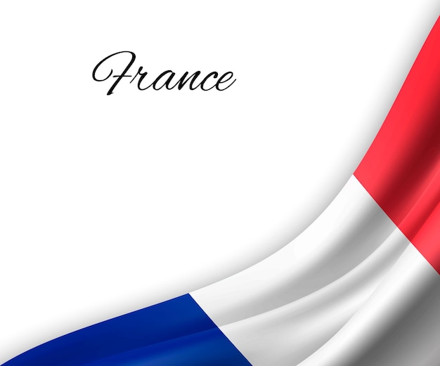 Ondeando la bandera de francia sobre fondo blanco.