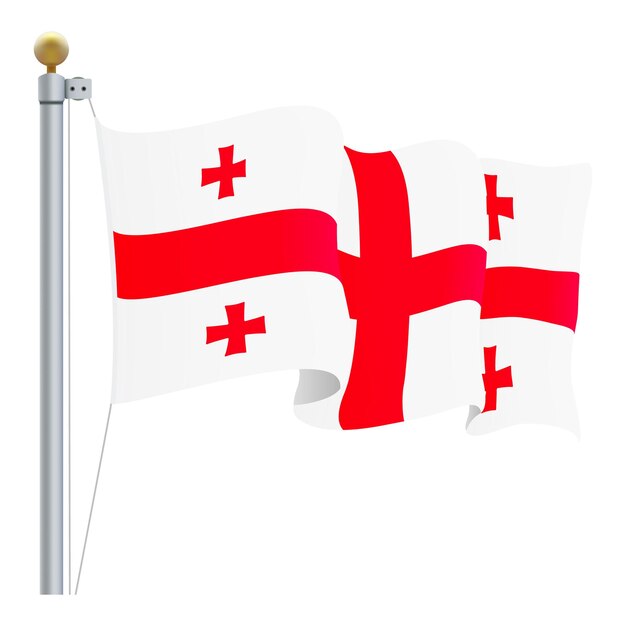 Ondeando la bandera de Georgia aislado en una ilustración de Vector de fondo blanco