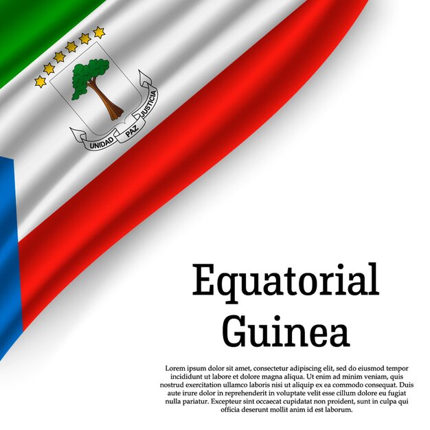Ondeando la bandera de Guinea Ecuatorial en blanco