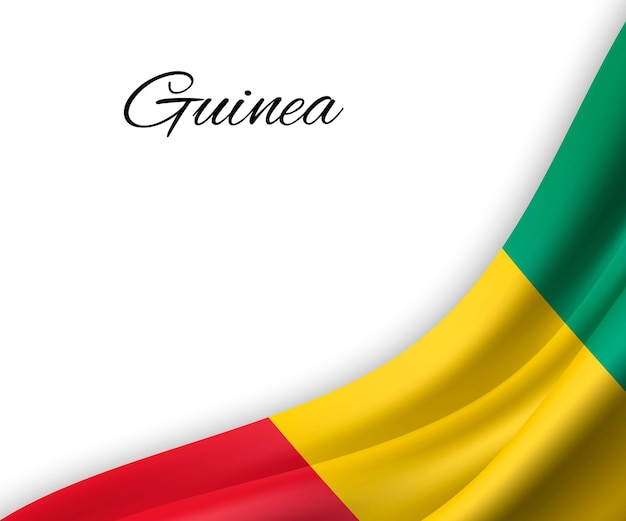 Ondeando la bandera de guinea sobre fondo blanco.