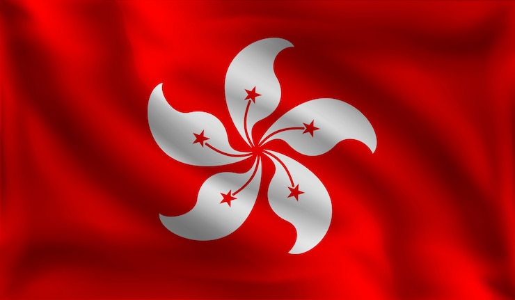 Ondeando la bandera de Hong Kong, la bandera de Hong Kong
