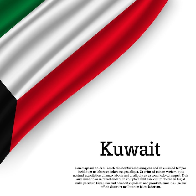 Ondeando la bandera de Kuwait en blanco