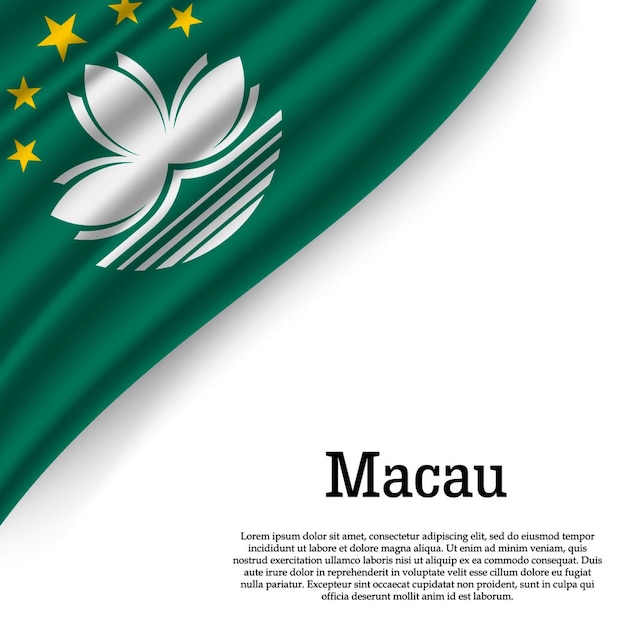 Ondeando la bandera de macao en blanco