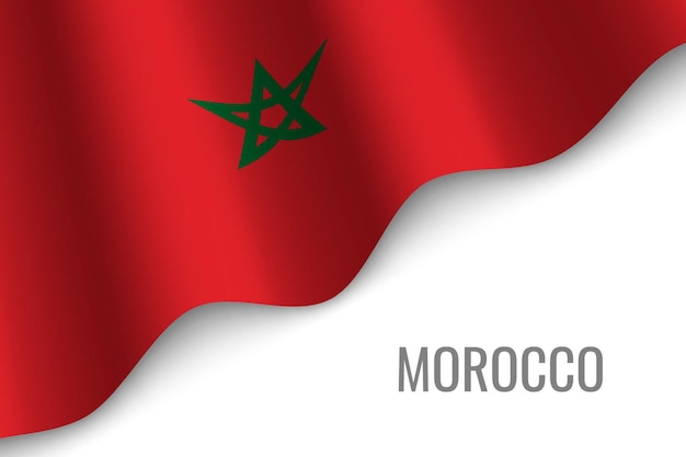 Ondeando la bandera de marocco