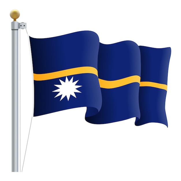 Ondeando la bandera de Nauru aislado en una ilustración de Vector de fondo blanco