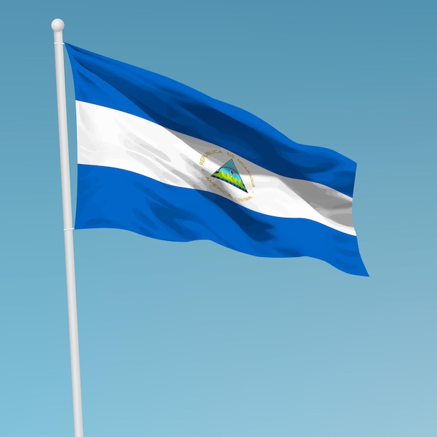Ondeando la bandera de Nicaragua en el asta de la bandera Plantilla para el día de la independencia