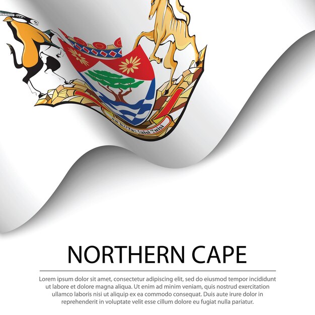 Ondeando la bandera de Northern Cape es una provincia de Sudáfrica en WH