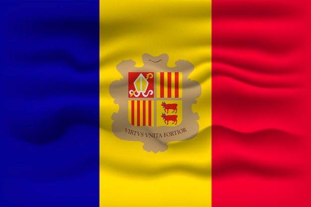 Ondeando la bandera del país Andorra ilustración vectorial