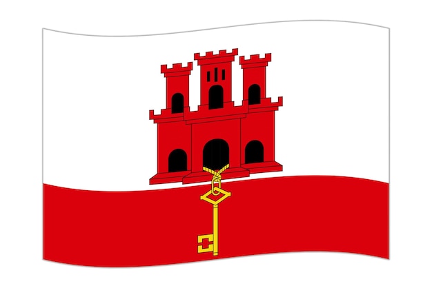 Ondeando la bandera del país Gibraltar ilustración vectorial