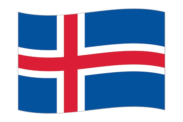 Ondeando la bandera del país Islandia ilustración vectorial