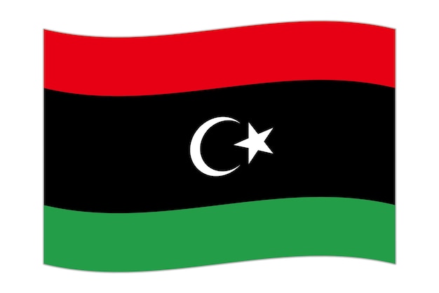 Ondeando la bandera del país Libia ilustración vectorial