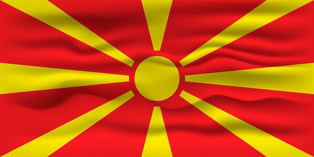 Ondeando la bandera del país Macedonia del Norte ilustración vectorial