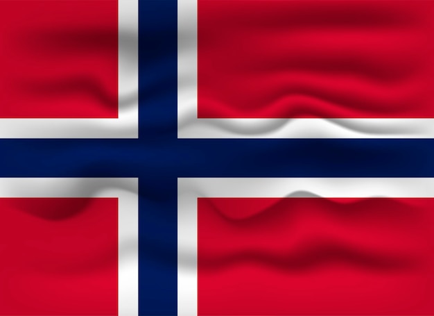 Vector ondeando la bandera del país noruega ilustración vectorial