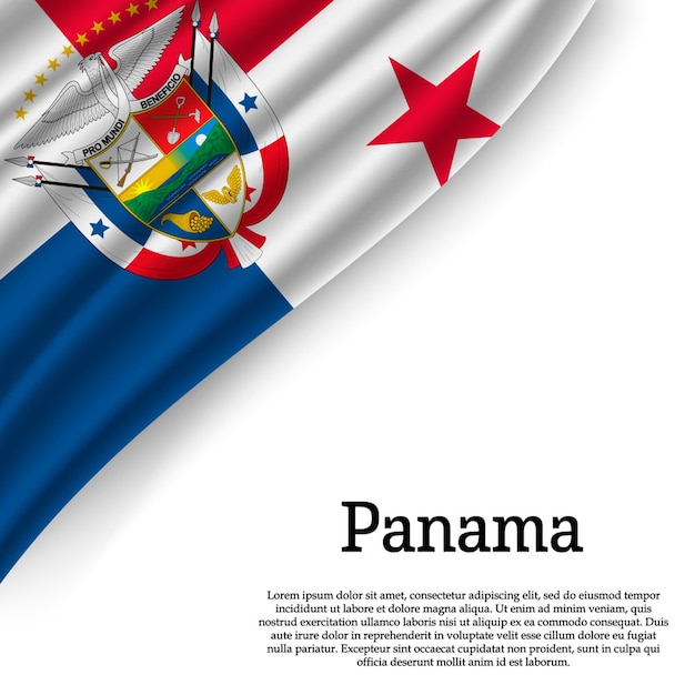 Ondeando la bandera de panamá en blanco