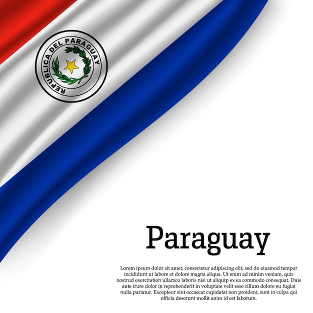 Ondeando la bandera de Paraguay en blanco