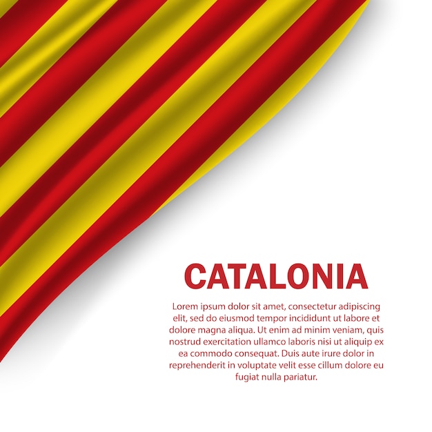 Ondeando la bandera de plantilla de Cataluña