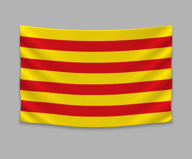 Ondeando la bandera de plantilla de cataluña