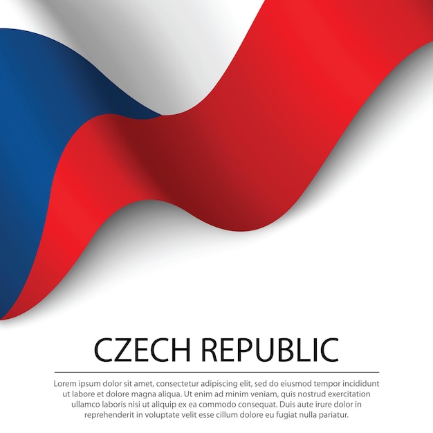 Ondeando la bandera de la República Checa sobre fondo blanco. Plantilla de vector de banner o cinta para el día de la independencia