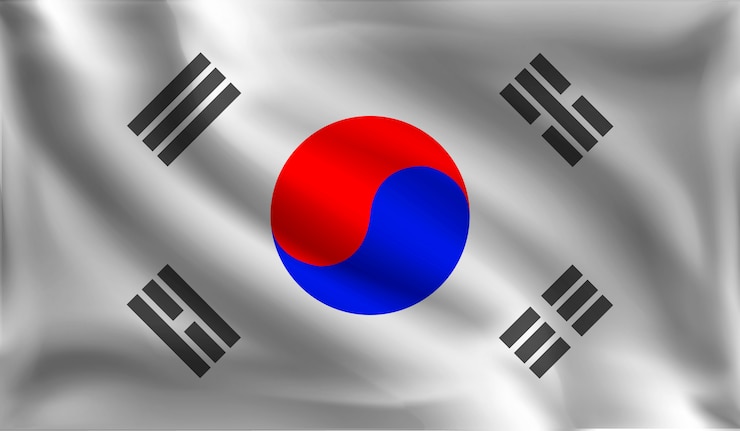Vector ondeando la bandera de la república de corea, la bandera coreana