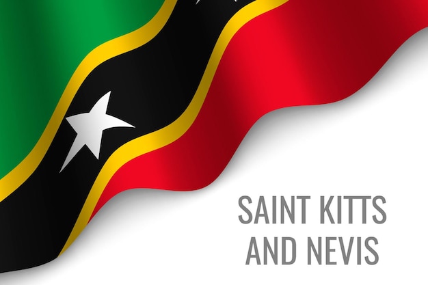 Ondeando la bandera de Saint Kitts y Nevis.