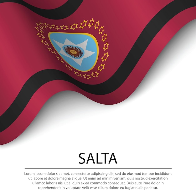 Ondeando la bandera de Salta es una región de Argentina sobre fondo blanco