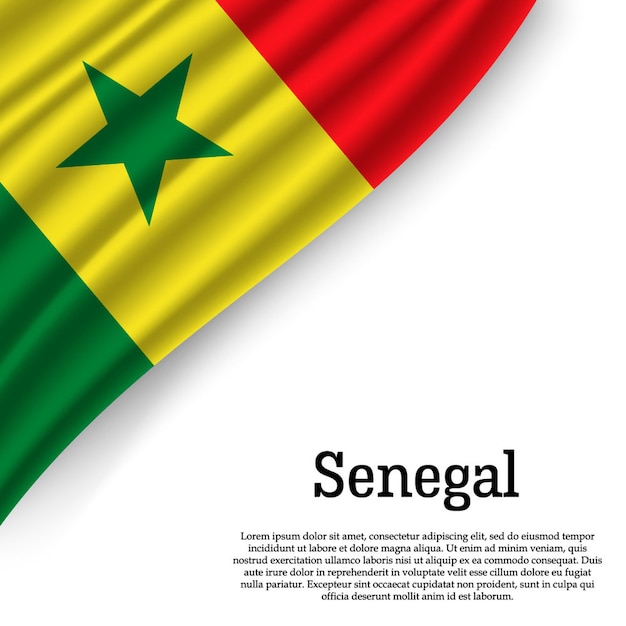 Ondeando la bandera de Senegal en blanco