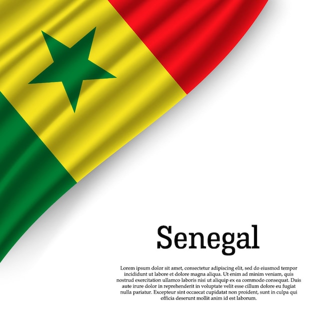 Ondeando la bandera de senegal en blanco