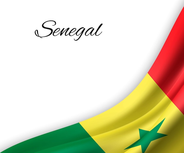 Ondeando la bandera de Senegal sobre fondo blanco.