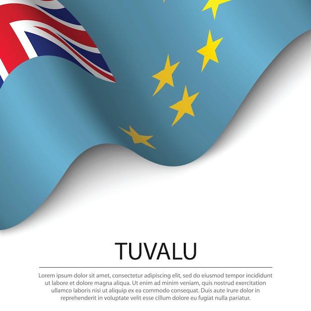 Vector ondeando la bandera de tuvalu sobre fondo blanco. plantilla de vector de banner o cinta para el día de la independencia