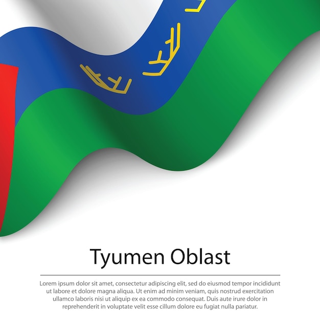 Ondeando la bandera de Tyumen Oblast es una región de Rusia en la espalda blanca