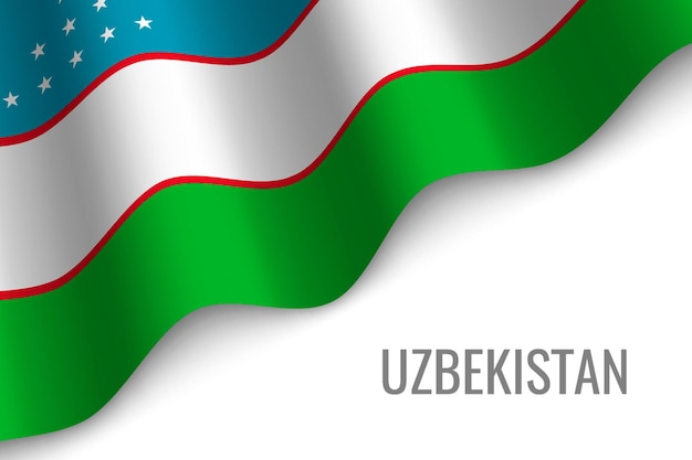 Ondeando la bandera de Uzbekistán