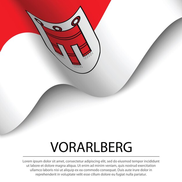 Ondeando la bandera de Vorarlberg es un estado de Austria en centrico blanco